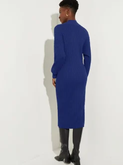 Dresses|Misook Mock Neck Soft Cable Knit Sweater Dress StarryNightBlue