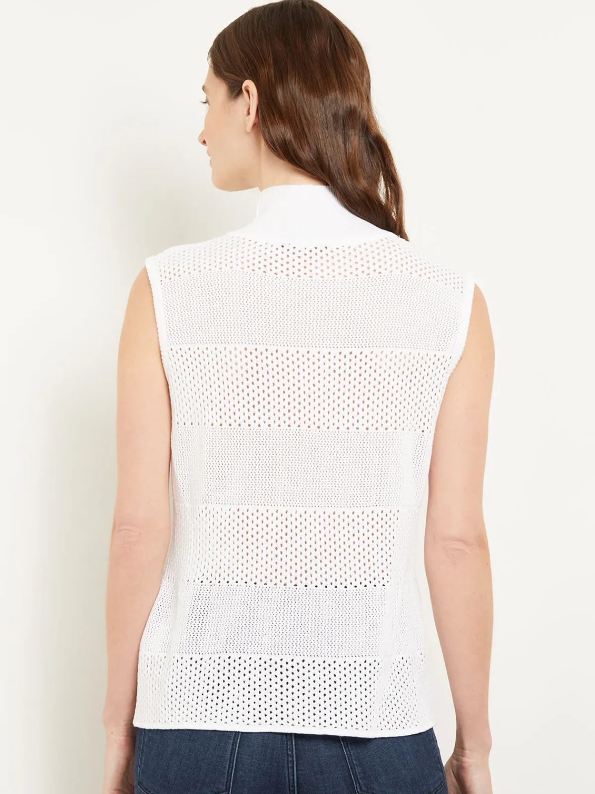 Tops & Tees|Tanks|Misook Mock Neck Soft Knit Tank Top White