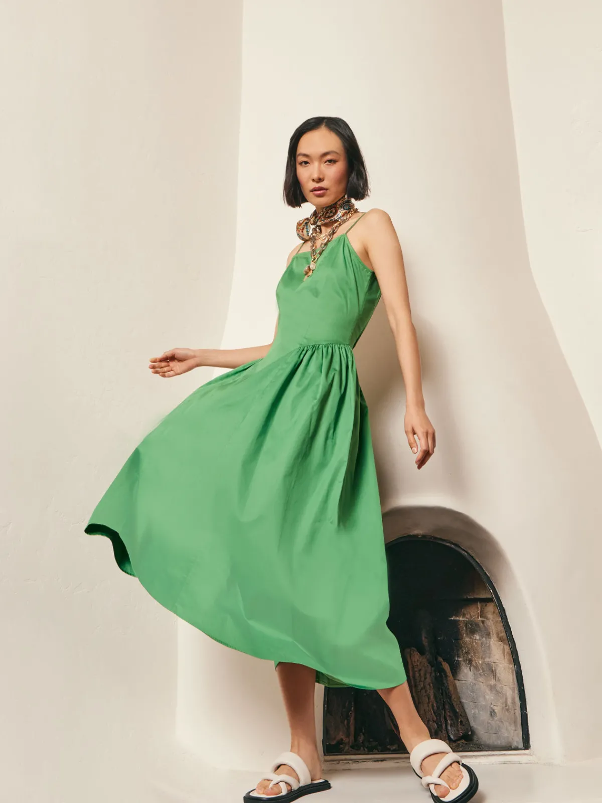 Dresses|Misook Modern Fit & Flare Cotton Maxi Dress VerdantClover