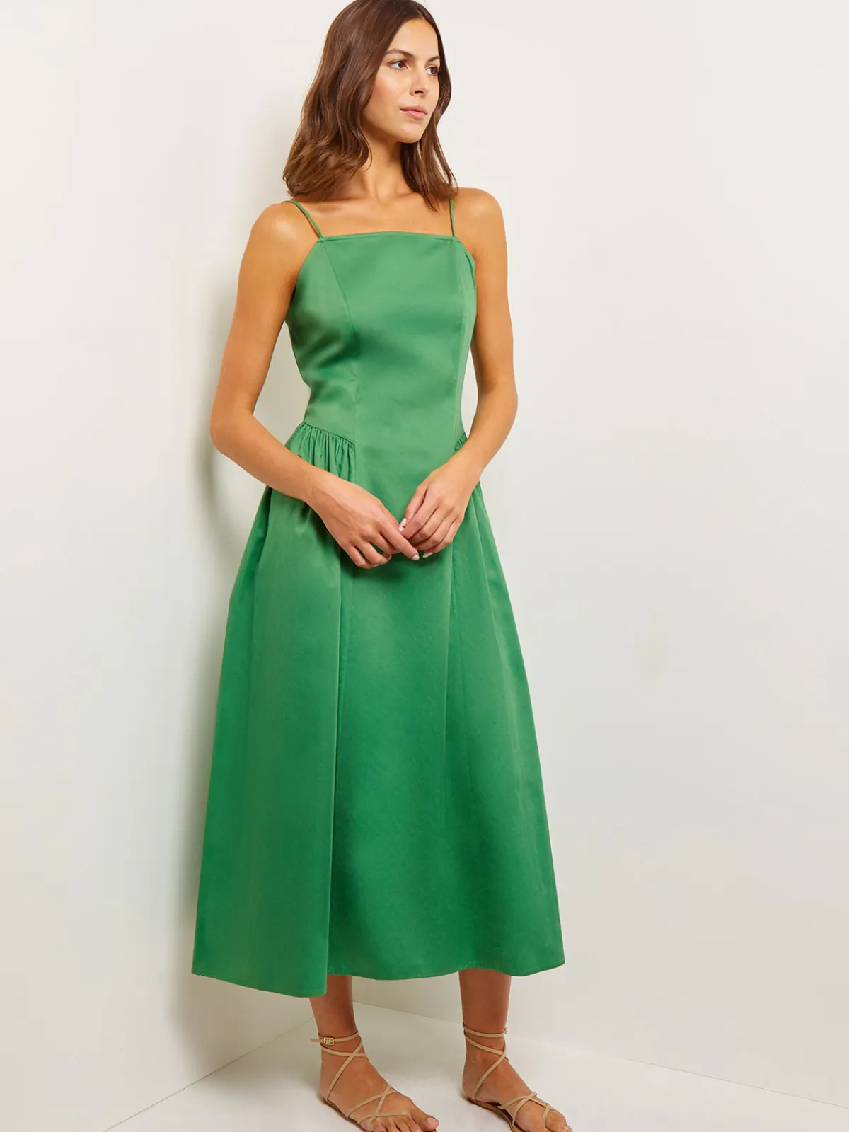 Dresses|Misook Modern Fit & Flare Cotton Maxi Dress VerdantClover
