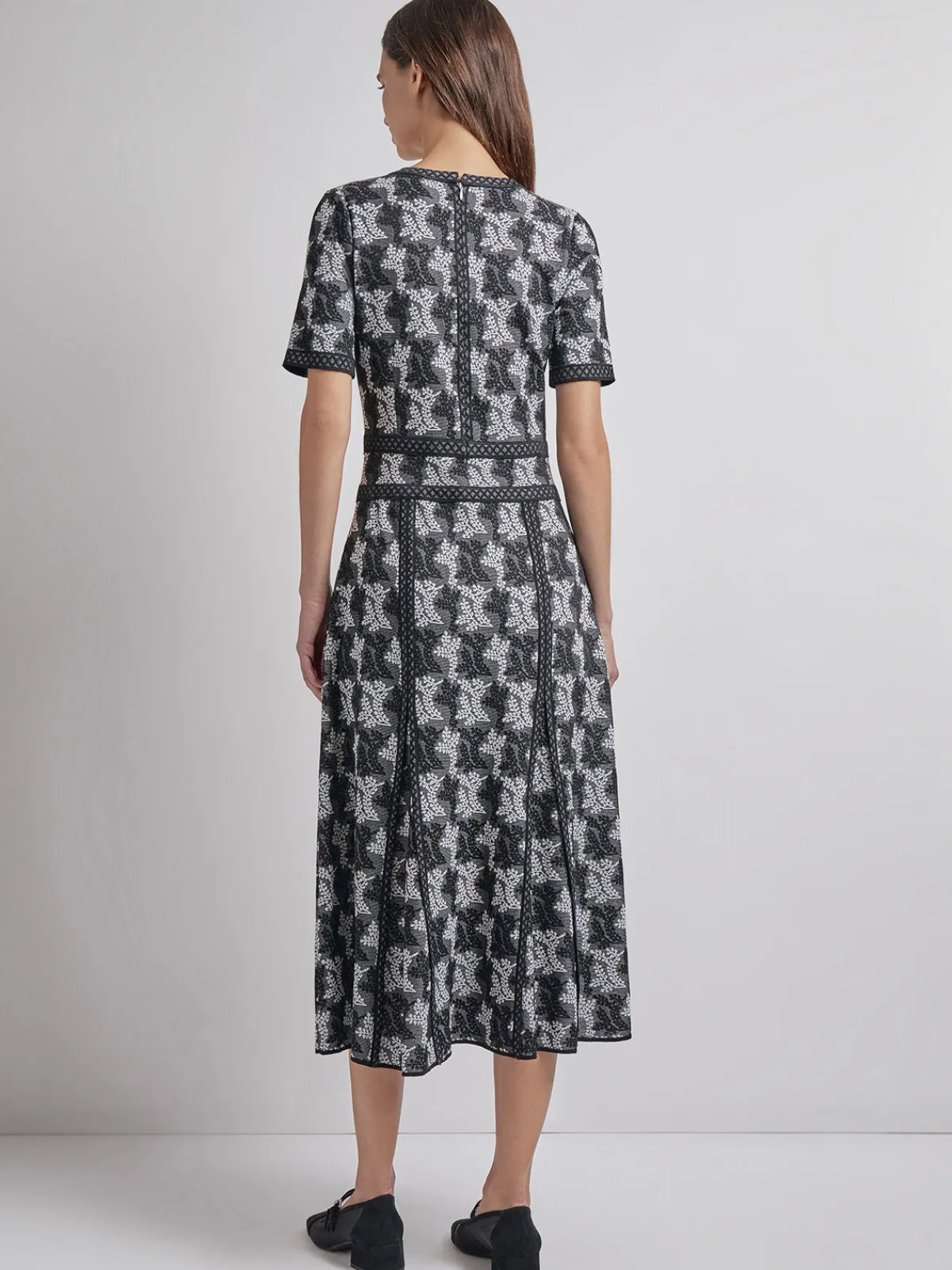 Dresses|Misook Modern Fit & Flare Intarsia Knit Dress Black/White