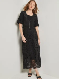 Blouses & Shirts|Tops & Tees|Misook Modern Fit Cropped Textural Woven Blouse Black