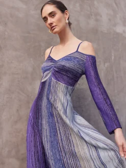Dresses|Misook Modern Fit Empire Shimmer Lurex Knit Maxi Dress StarryNightBlue/Black/BlueHeather/Mink/PlumRoyale