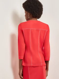 Jackets & Coats|Misook Modern Fit Jacket - Contrast Stitch Woven RadiantPink