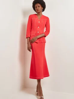 Jackets & Coats|Misook Modern Fit Jacket - Contrast Stitch Woven RadiantPink
