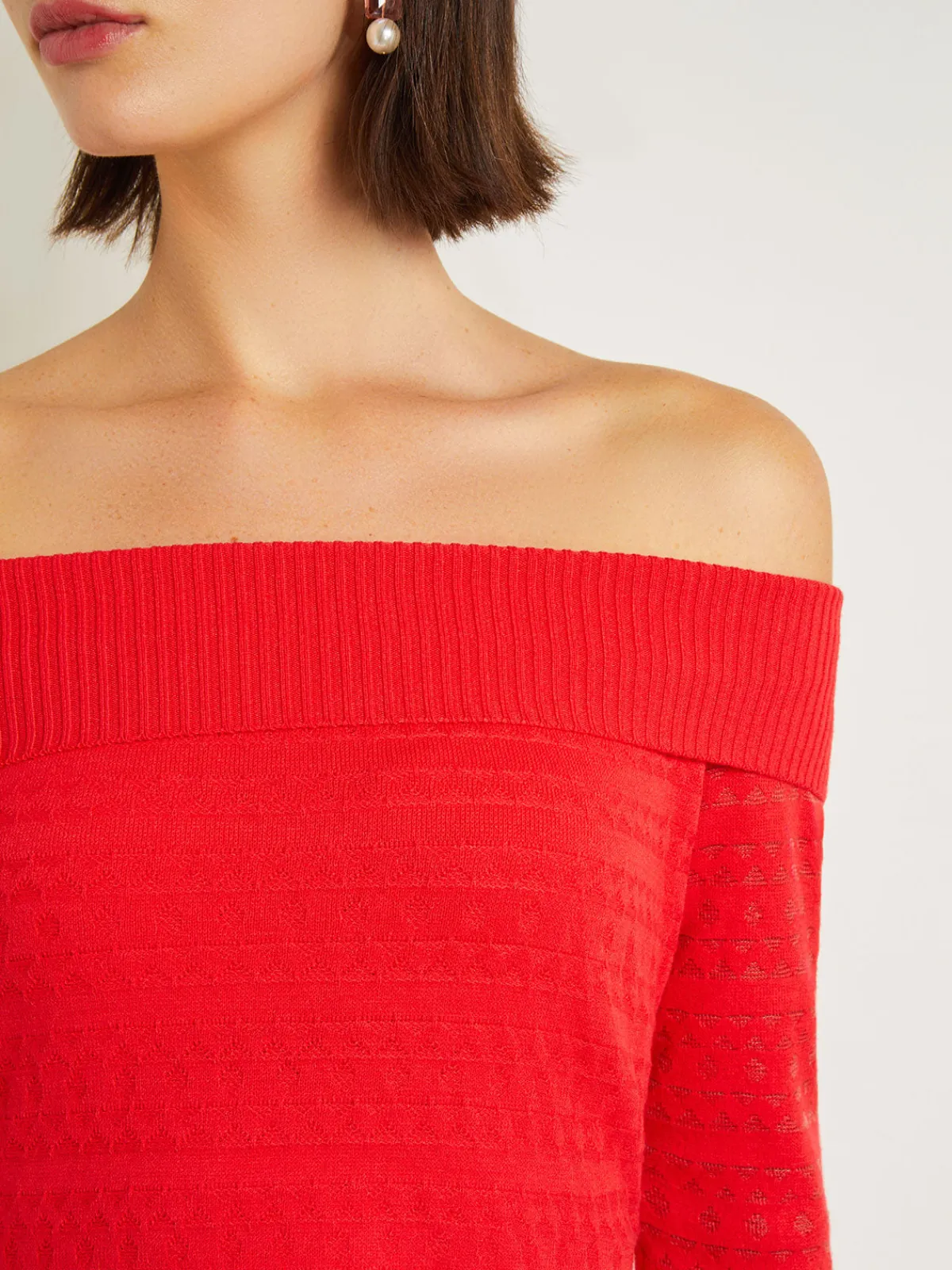 Tops & Tees|Misook Modern Fit Off-The-Shoulder Burnout Knit Top RadiantPink