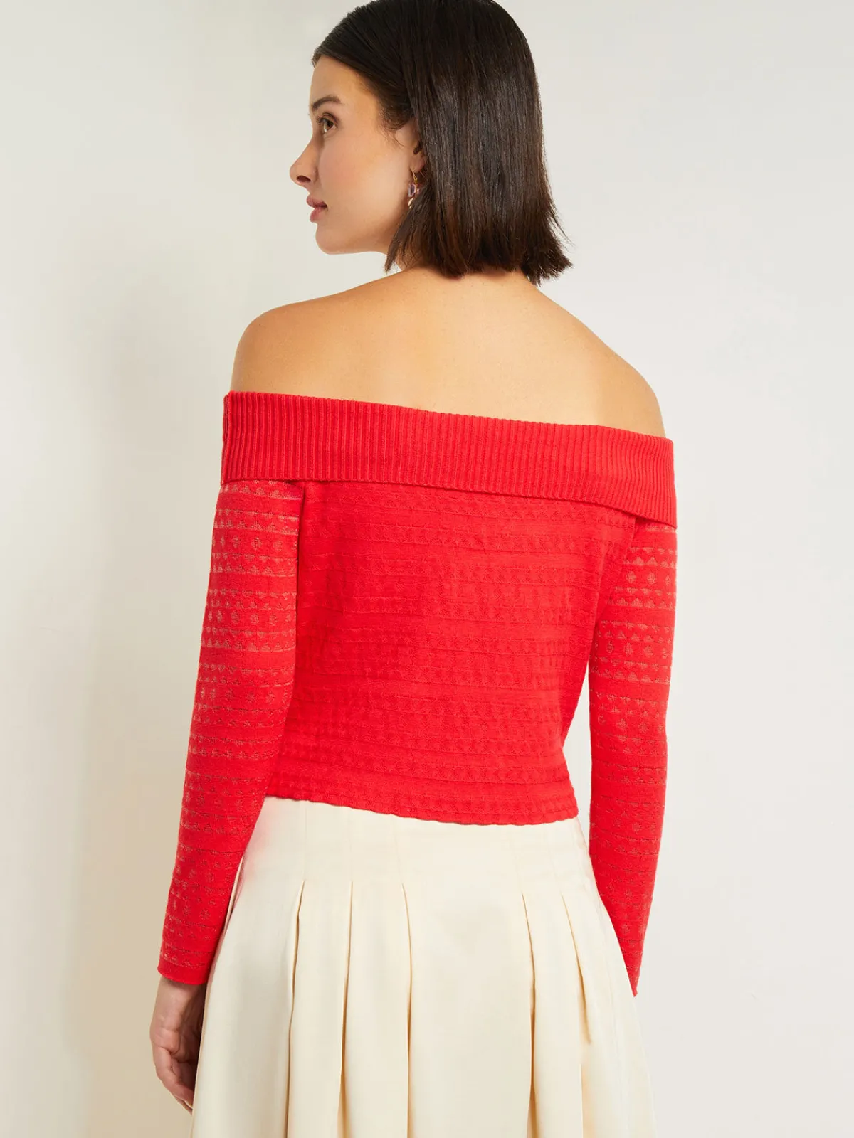 Tops & Tees|Misook Modern Fit Off-The-Shoulder Burnout Knit Top RadiantPink