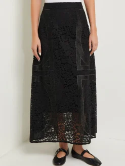 Skirts|Misook Modern Fit Textural Woven Maxi Skirt Black