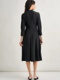 Dresses|Misook Modern Fit-and-Flare Sparkle Stretch Woven Midi Dress Black