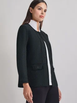 Jackets & Coats|Misook Open Neck Tonal Detail Jacket Black
