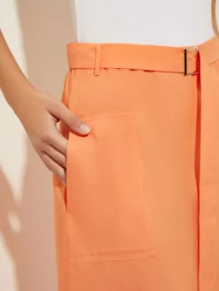 Skirts|Misook Pocketed Poplin A-Line Midi Skirt CitrusBlossom