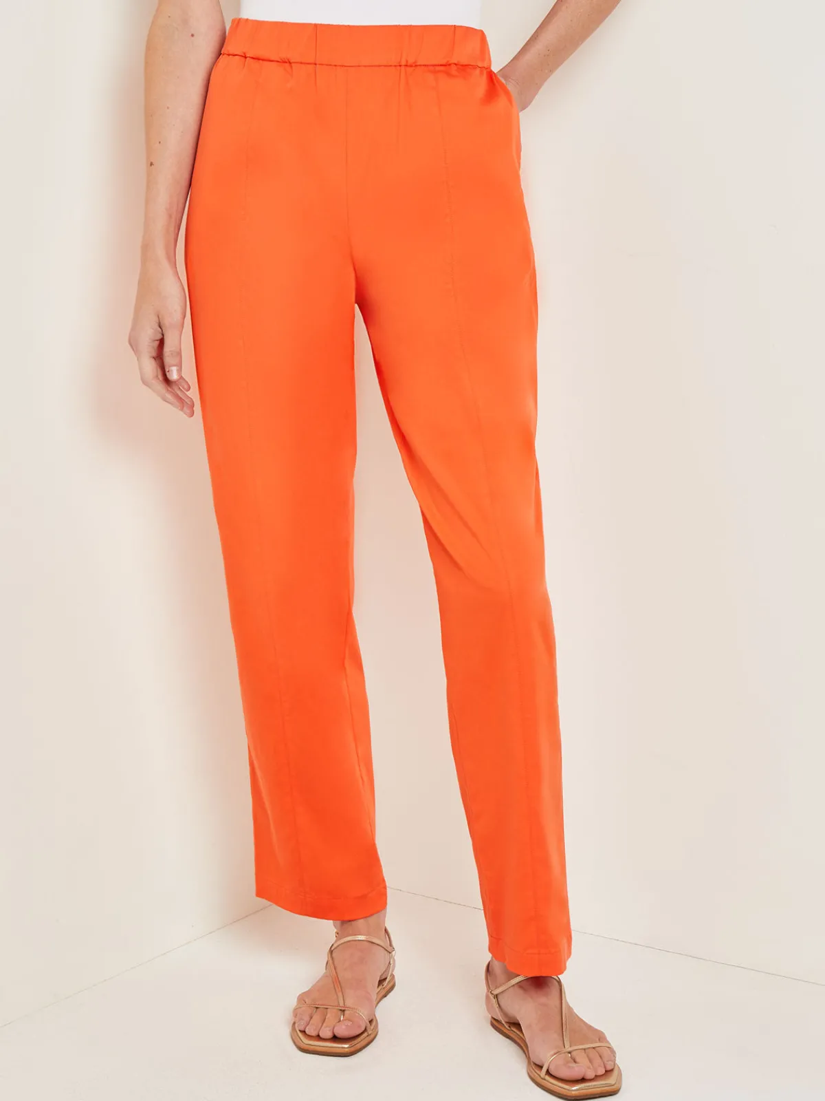 Pants & Shorts|Misook Pull-On Straight Leg Pants - Cotton Blend Spice