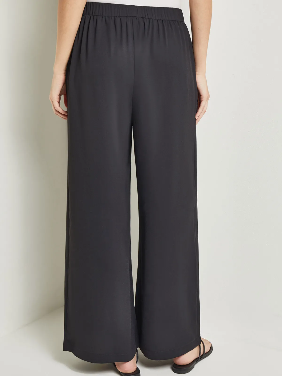 Pants & Shorts|Misook Pull-On Woven Wide-Leg Pants Black