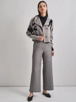 Jackets & Coats|Misook Relaxed Fit Abstract Floral Soft Knit Jacket Mink/Black