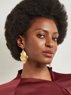 Accessories|Earrings|Misook Ripple Textured Warm Earrings Gold