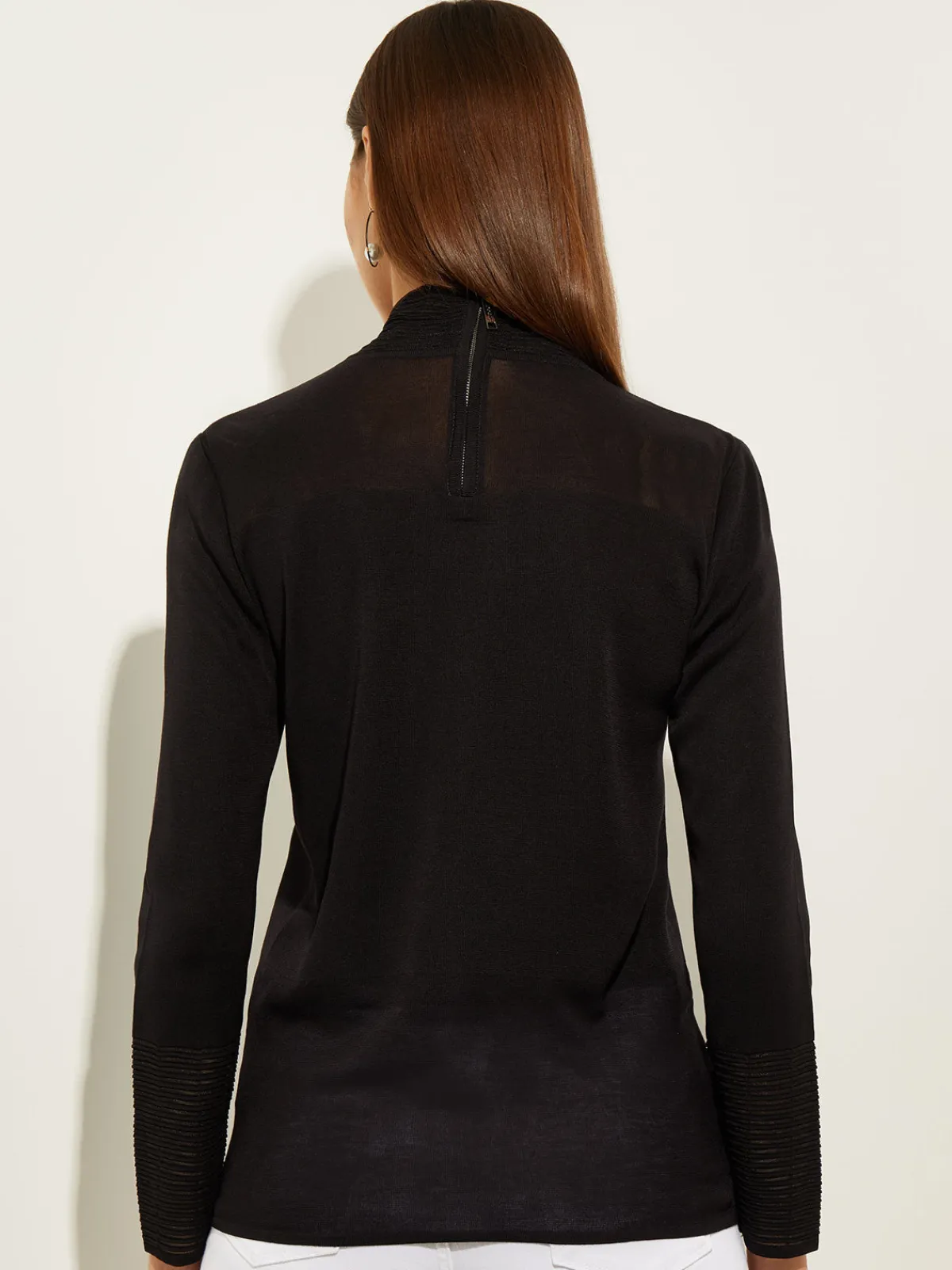 Tops & Tees|Misook Sheer Inset Turtleneck Black