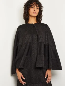 Jackets & Coats|Misook Shimmer Knit Cape Black