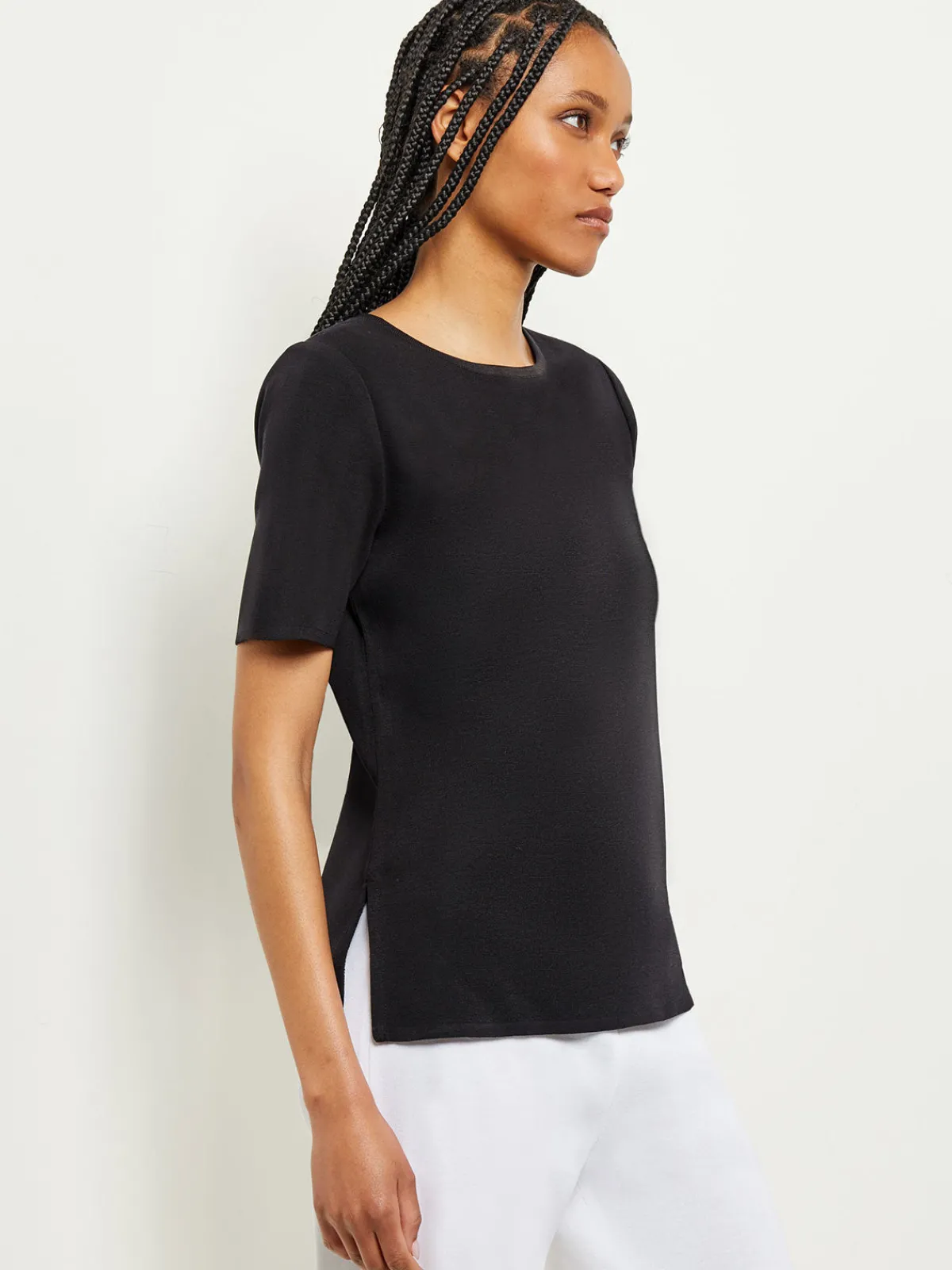 Tops & Tees|Misook Short Sleeve Knit Tunic Black