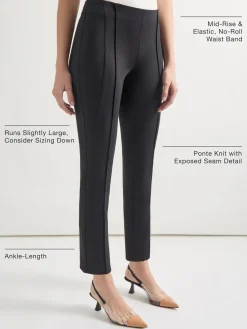 Pants & Shorts|Misook Slim-Fit Ankle-length Ponte Pant Black