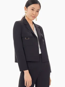 Jackets & Coats|Misook Soft Crepe Cropped Blazer Black
