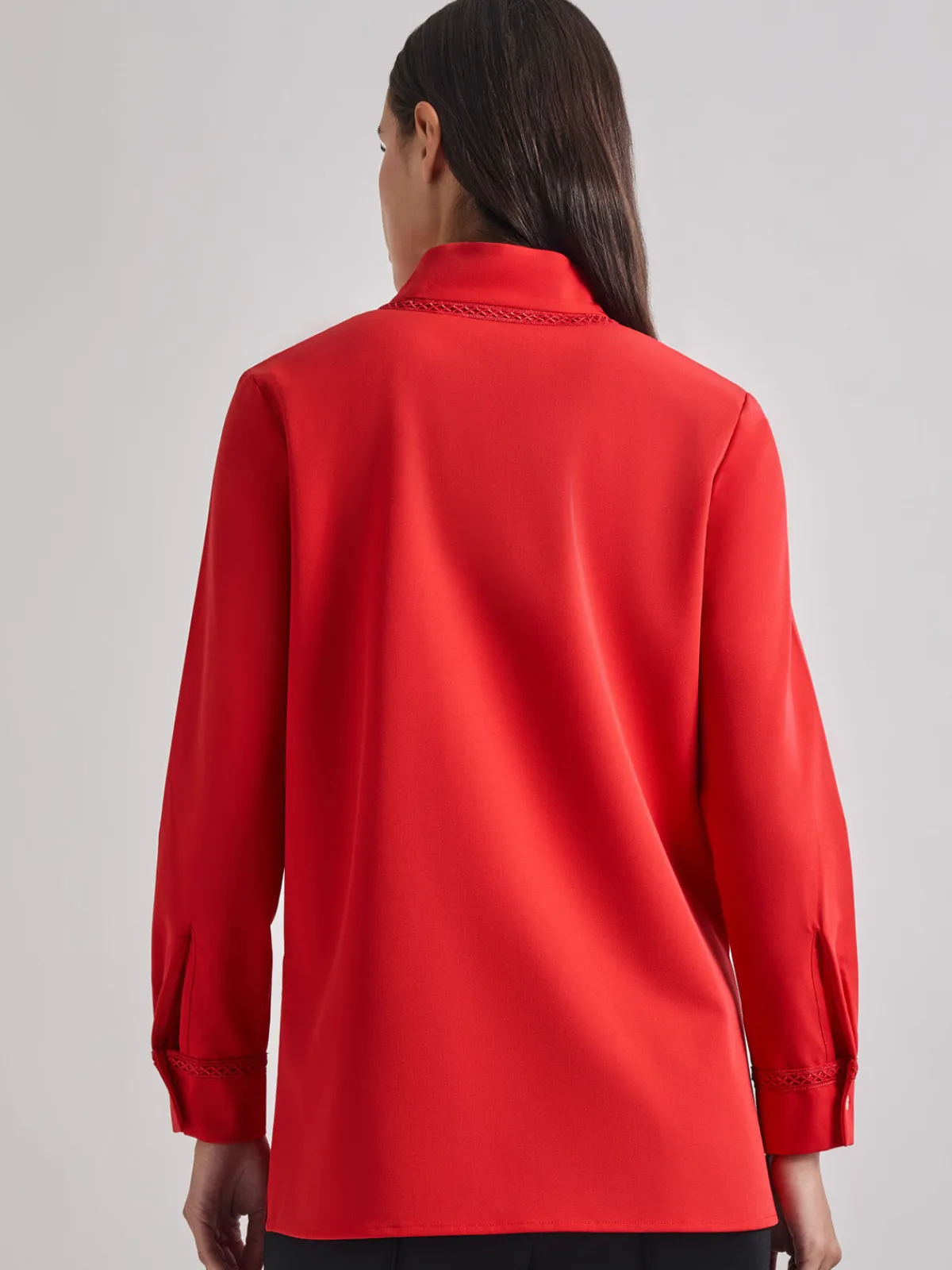 Blouses & Shirts|Tops & Tees|Misook Soutache Detail Tonal Stretch Crepe Tunic SunsetRed