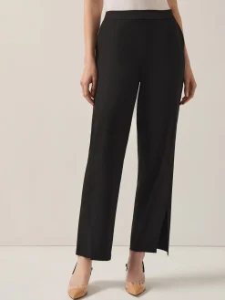 Pants & Shorts|Misook Split Hem Straight Leg Woven Pants Black