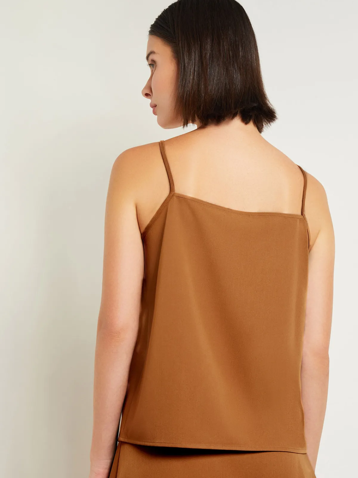 Tops & Tees|Tanks|Misook Square Neck Cami - Woven Twill Copper