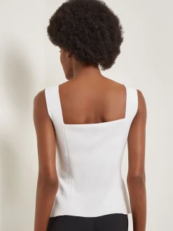 Tops & Tees|Tanks|Misook Square Neck Knit Tank White