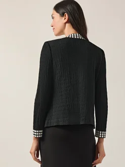 Jackets & Coats|Misook Studded Open Neck Jacket Black/White