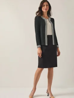 Jackets & Coats|Misook Studded Open Neck Jacket Black/White
