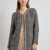 Jackets & Coats|Misook Tailored Fit Contrast Trim Tweed Knit Jacket Black/Sand/Biscotti