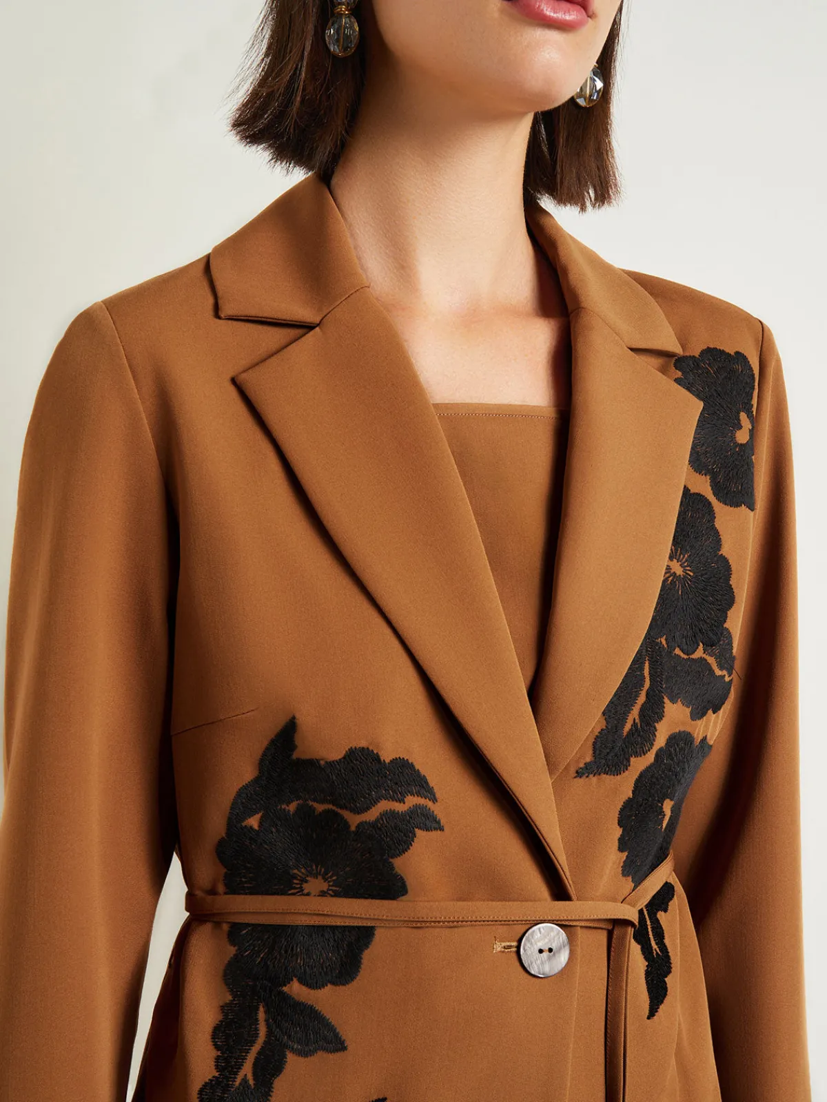 Jackets & Coats|Misook Tailored Fit Jacket - Embroidered Woven Twill Copper/Black