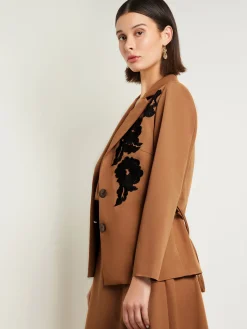 Jackets & Coats|Misook Tailored Fit Jacket - Embroidered Woven Twill Copper/Black