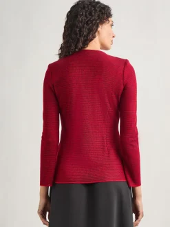 Jackets & Coats|Misook Tailored Fit Two-Toned Cutout Knit Jacket Rouge/Black