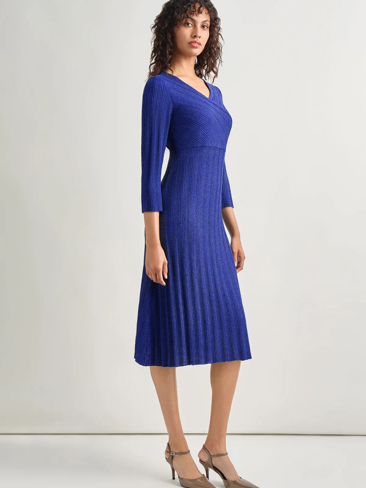 Dresses|Misook Textural Stripe Knit Midi Dress StarryNightBlue