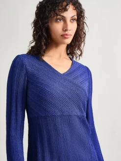 Dresses|Misook Textural Stripe Knit Midi Dress StarryNightBlue