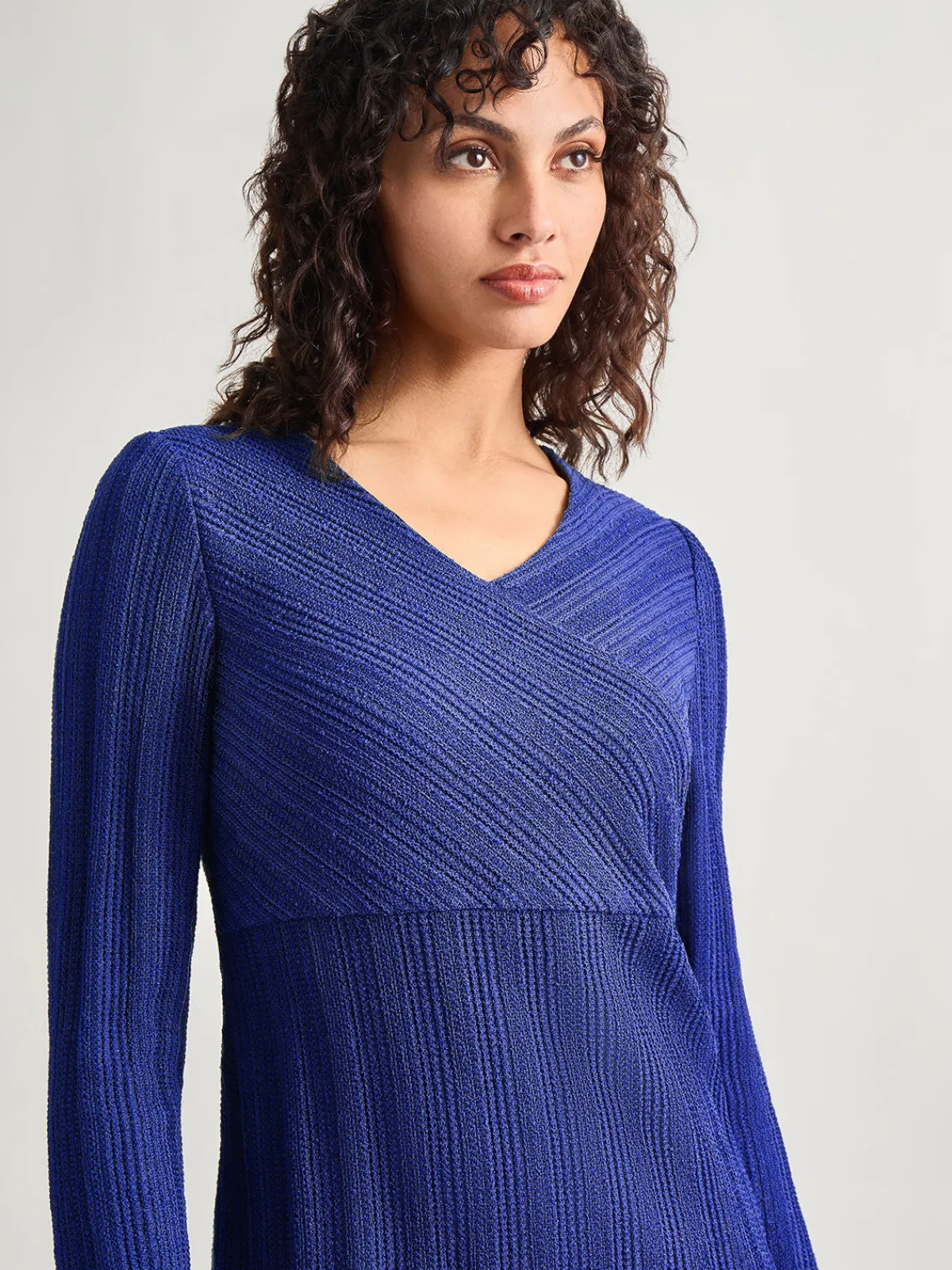 Dresses|Misook Textural Stripe Knit Midi Dress StarryNightBlue