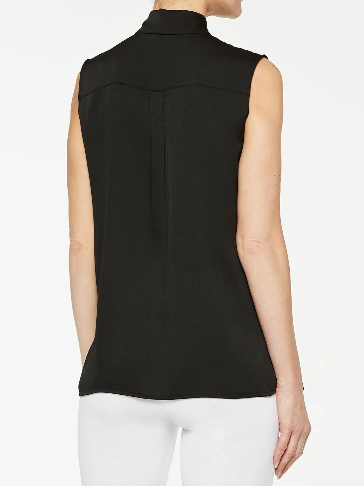 Blouses & Shirts|Tops & Tees|Misook Tie-Neck Crepe de Chine Blouse Black