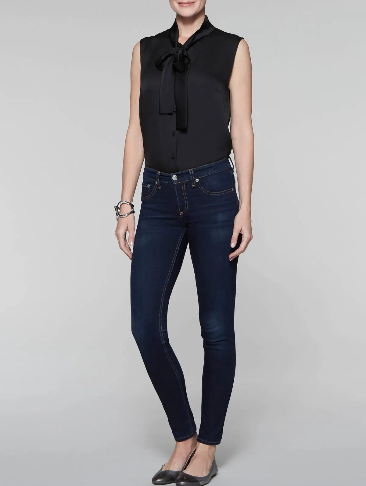 Blouses & Shirts|Tops & Tees|Misook Tie-Neck Crepe de Chine Blouse Black