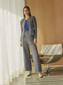Jackets & Coats|Misook Tweed Knit Peplum Jacket StarryNightBlue/CornflowerBlue/Parchment/Black