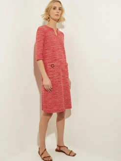 Dresses|Misook Tweed Knit Shift Dress with Pockets, Sunset Red SunsetRed/CitrusBlossom/PaleGold