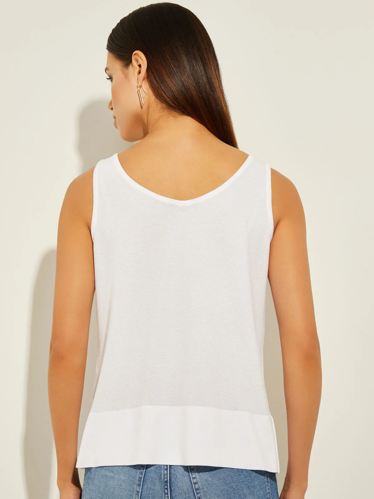 Tops & Tees|Tanks|Misook V-Neck Soft Knit Tank Top White