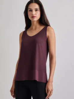 Tops & Tees|Tanks|Misook V-Neck Soft Knit Tank Top, Mahogany