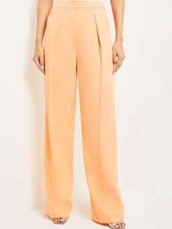 Pants & Shorts|Misook Zipper Fly Wide Leg Pants - Faux Cupro Silk PeachBlossom